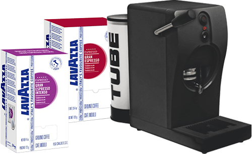 macchina-per-cialde-ese-44-mm-tube-nera-150-cialde-lavazza