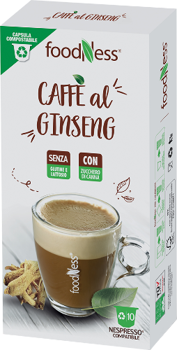 Foodness 10 capsule Caffè al Ginseng compostabili compatibili Nespresso