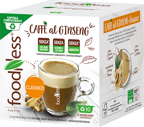 Immagine di 10 capsule Caffè al Ginseng Classico compostabili Foodness compatibili Lavazza A Modo Mio