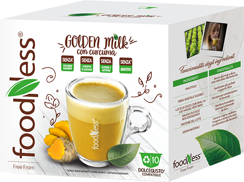 Foodness 10 capsule Golden Milk con Curcuma compatibili Nescafé Dolce Gusto