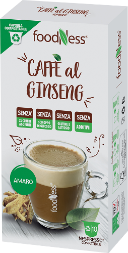 Immagine di Foodness 10 capsule Caffè al Ginseng Amaro compostabili compatibili Nespresso