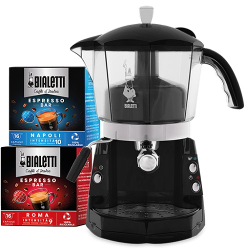 macchina-bialetti-mokona-nera-trasparente-32-capsule-a-scelta