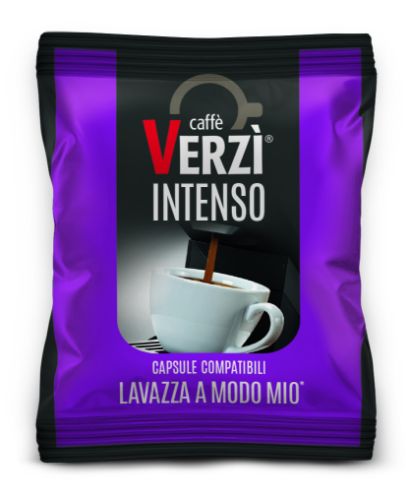 Immagine di 100 Capsule caffè Verzì miscela Intenso Monodose compatibile A Modo Mio