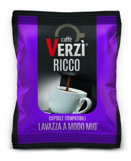 100 Capsule caffè Verzì miscela Ricco Monodose compatibile A Modo Mio 