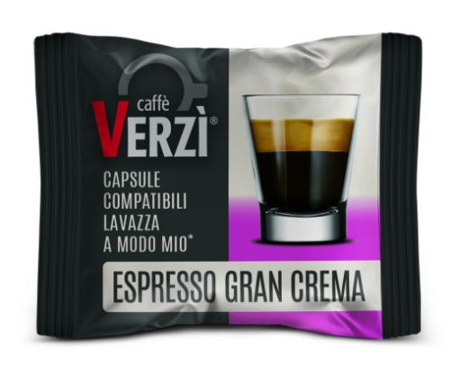 Immagine di 100 Capsule caffè Verzì miscela Espresso Gran Crema Monodose compatibile A Modo Mio  