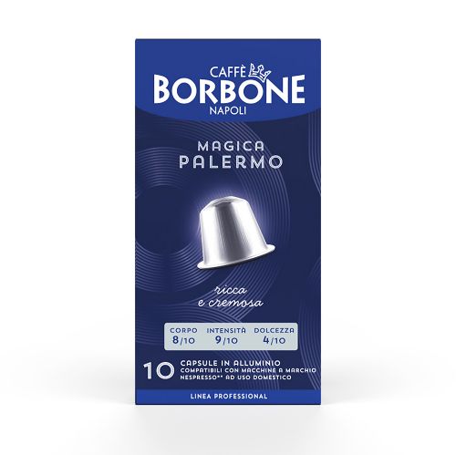 Immagine di 100 Capsule In Alluminio Caffè Borbone miscela MAGICA PALERMO compatibili Nespresso