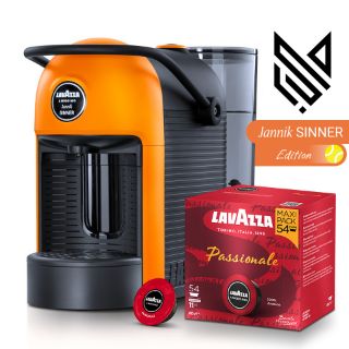 Macchina caffè Lavazza Jolie Jannik Sinner Edition + 216 Caps Lavazza A Modo Mio Passionale